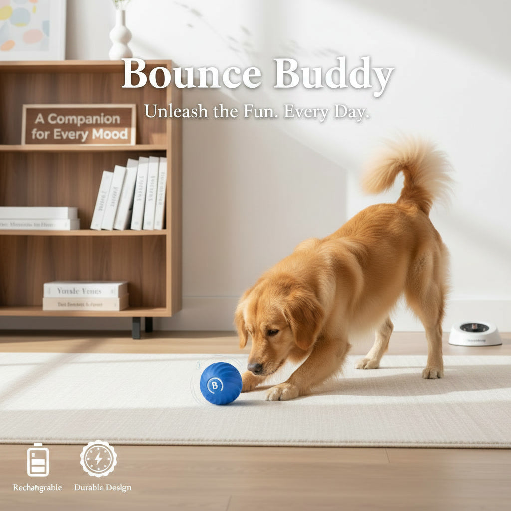 Bounce Buddy 2.0 -Automatic Rolling Ball Toy – Rechargeable, Bite-Resistant